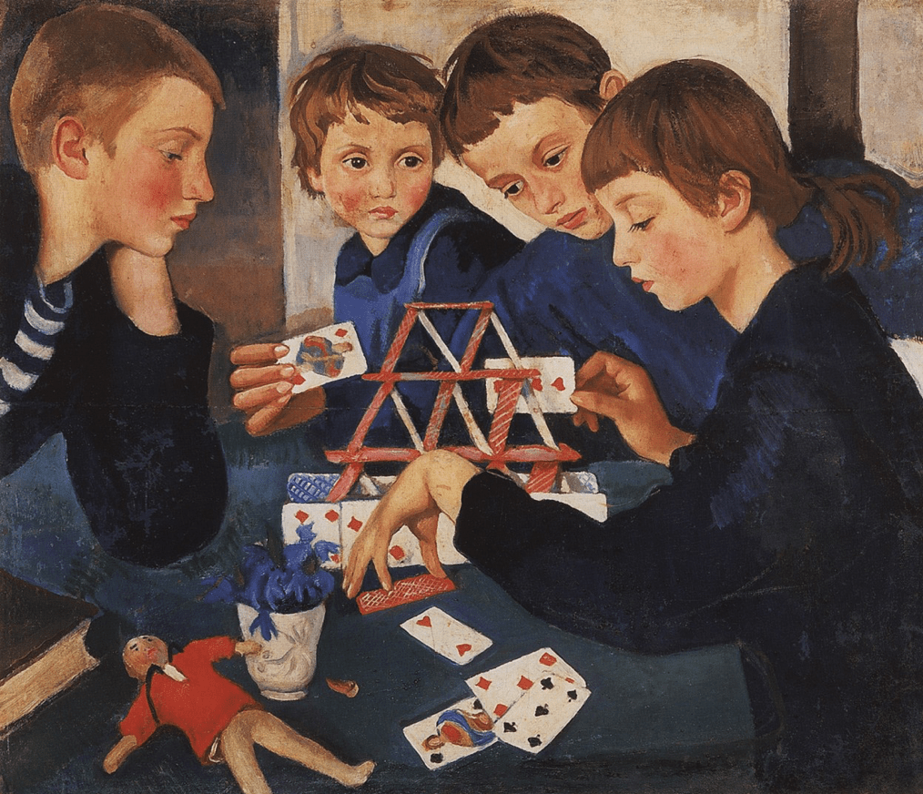 (Zinaida Serebriakova “Domek z kart (Карточный домик)”, 1919, Państwowe Muzeum Rosyjskie / Zinaida Serebriakova “House of Cards (Карточный домик)”, 1919, State Russian Museum)