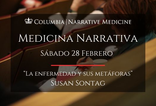 Cuadro de texto en blanco y negro que dice "La enfermedad y sus metáforas" Susan Sontag"